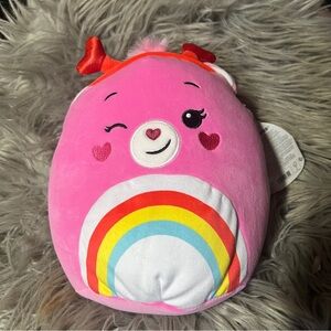Pink Rainbow Heart Plush Squishmallow-Style Pillow